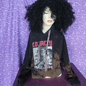 Chemistry Tupac loyalty poetic justice cropped sweatshirt hoodie raw hem black M